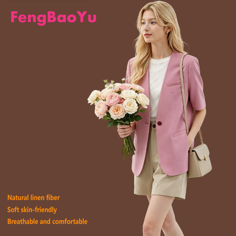 Women Formal Wear Tops - Solid Color 100% Natural Linen Women's
