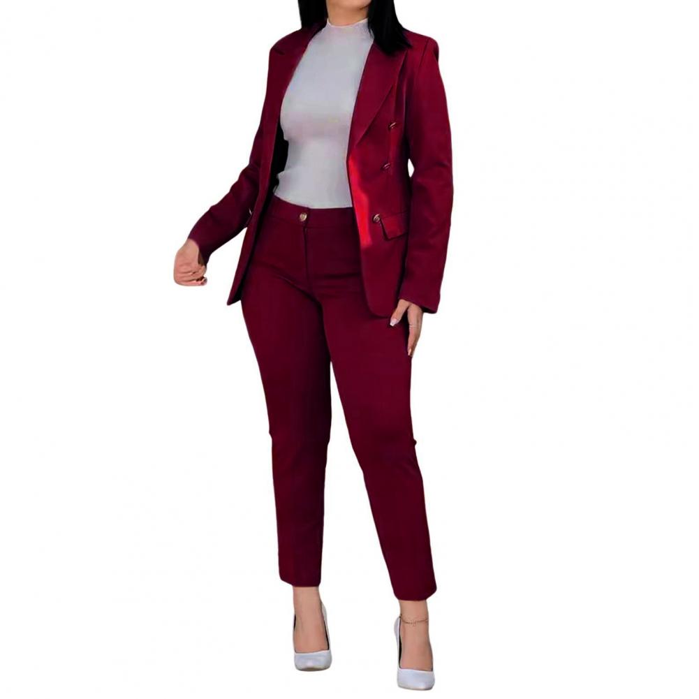 Women Formal Wear Outfits - Formal Clothes Elegant Double-breasted Coat Trousers