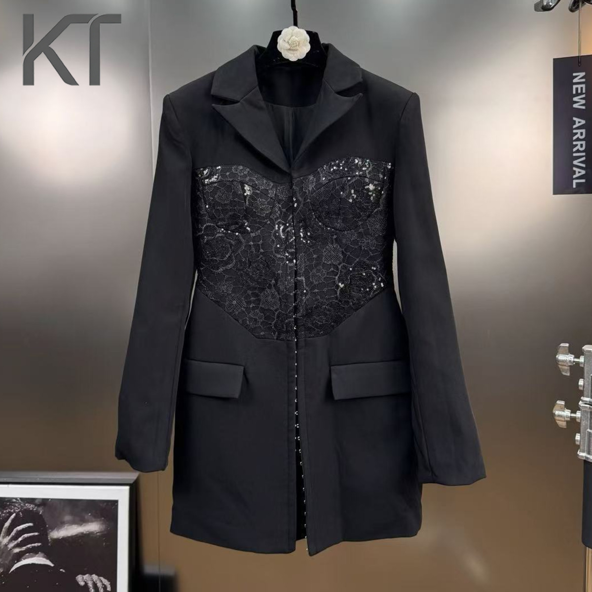 Women Formal Wear Outfits - KT Elegant Lace Sequin Blazer Dress