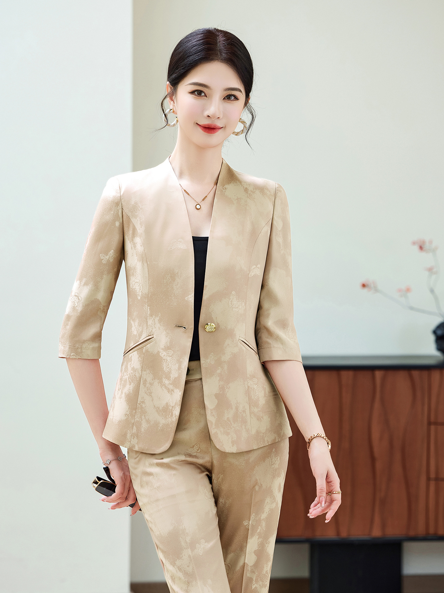 Fashion Office Ladies Blazer a - Women Formal Wear Trousers reseña y precio