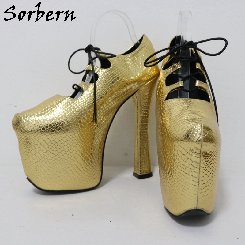 Sorbern Gold Crocodile 20Cm Pu - Pump Heel Block reseña y precio