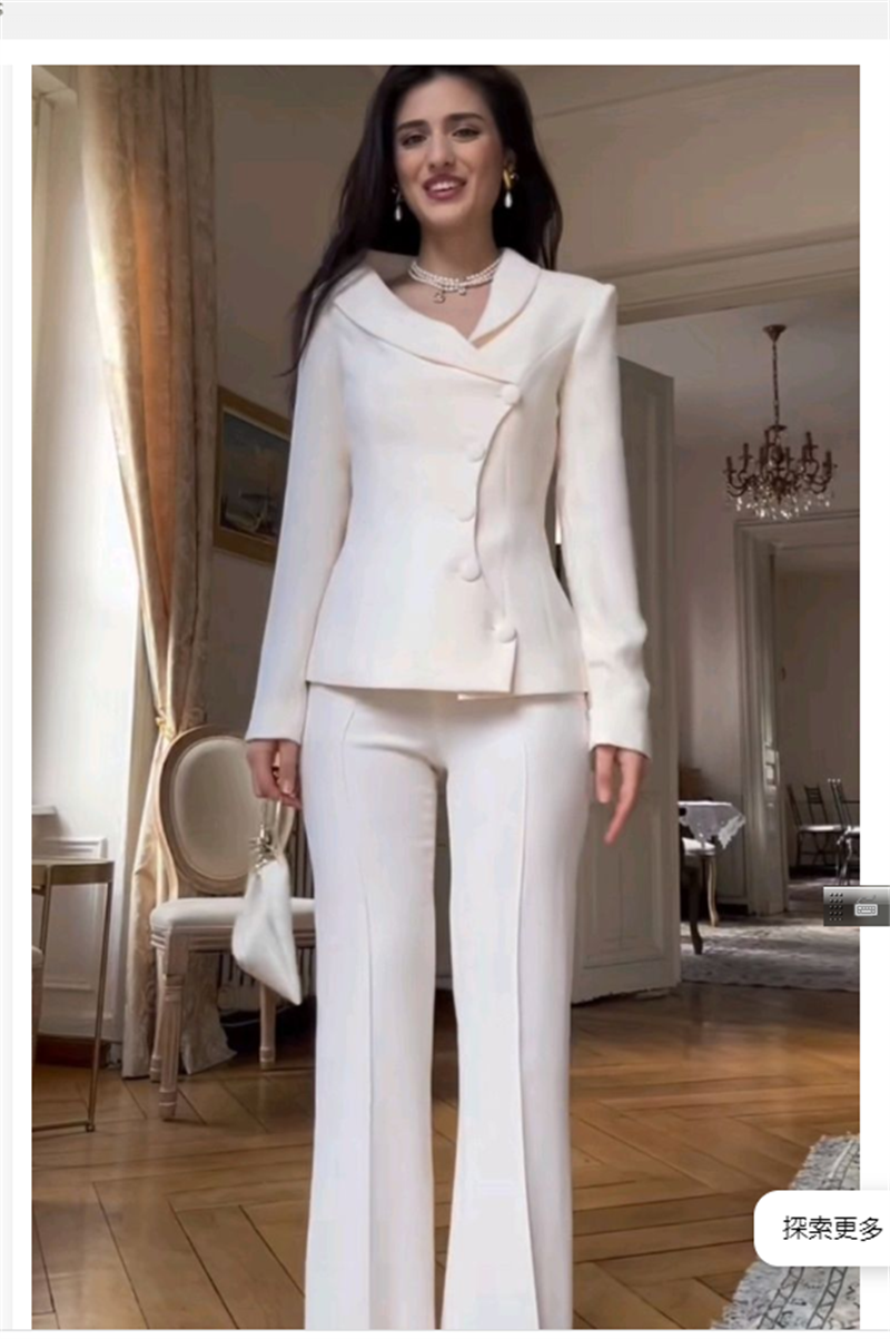White Women Suits Set 2 Piece  - Women Formal Wear Trousers reseña y precio