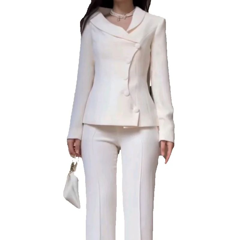 White Women Suits Set 2 Piece  - Women Formal Wear Trousers reseña y precio