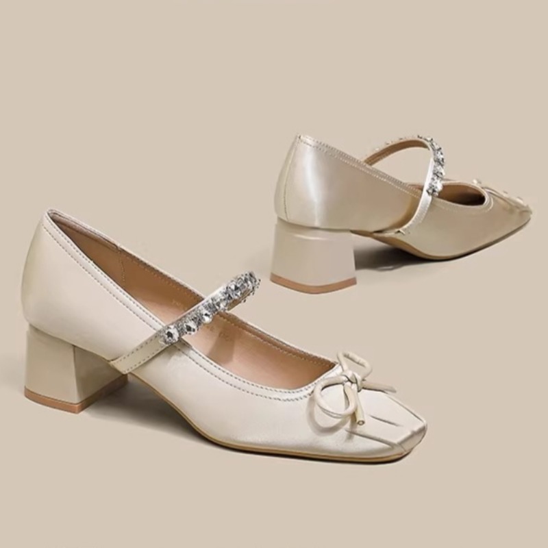 Square Toe Mary Jane Single Sh - Pump Heel Block reseña y precio