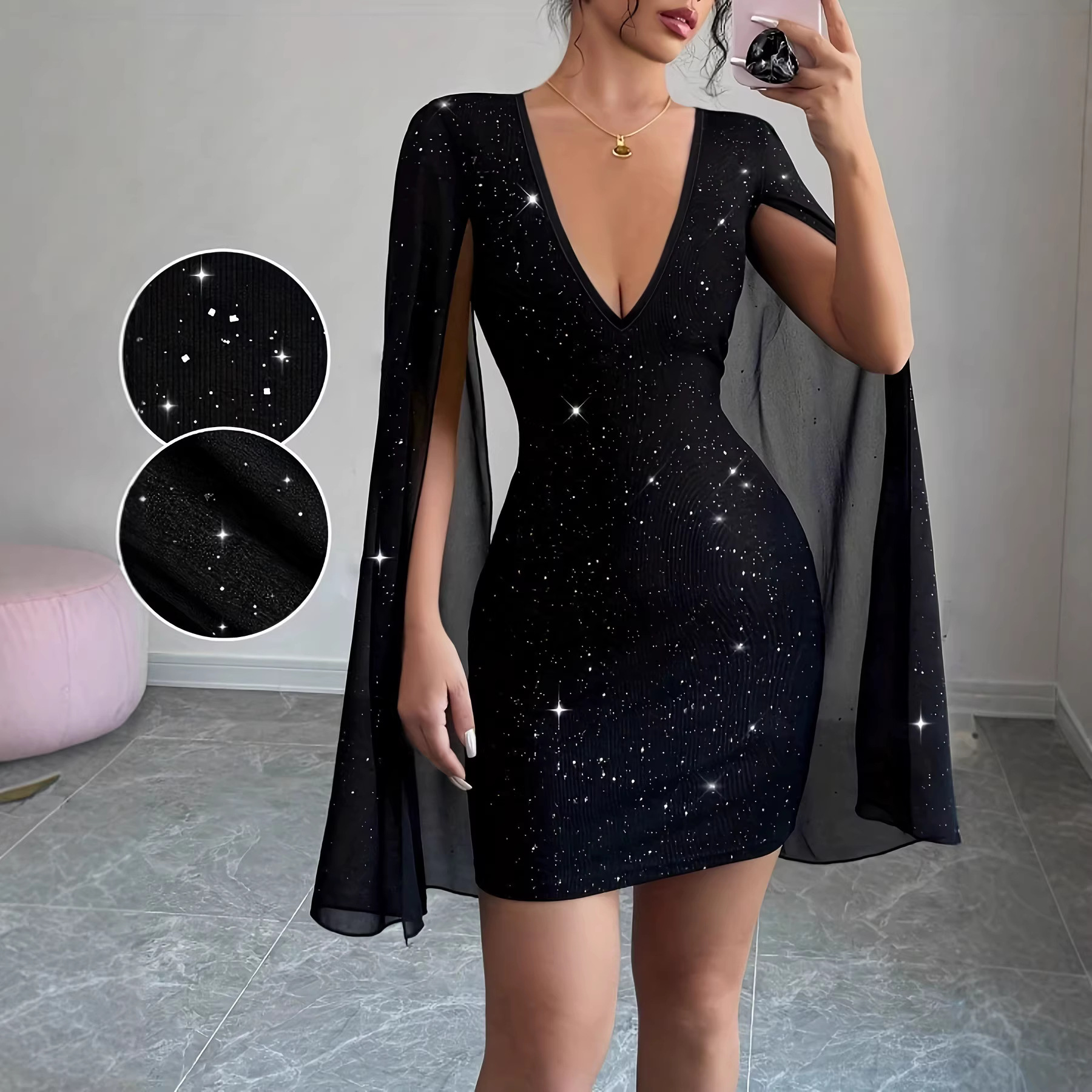 V Neck Bodycon Midi Dress Eleg - Women Formal Wear Outfits reseña y precio