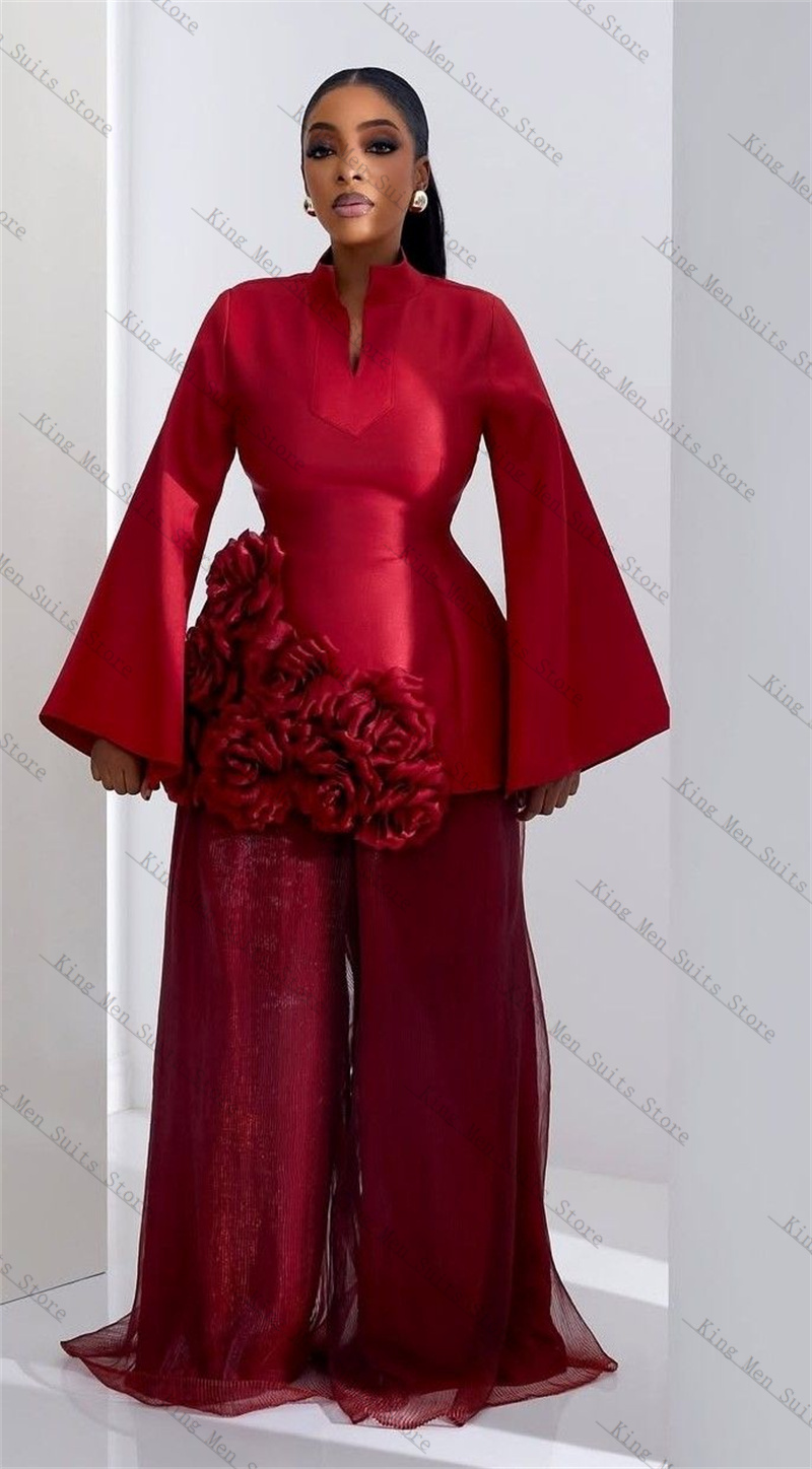 Burgundy Women Suit Set 2 Pcs  - Women Formal Wear Trousers reseña y precio