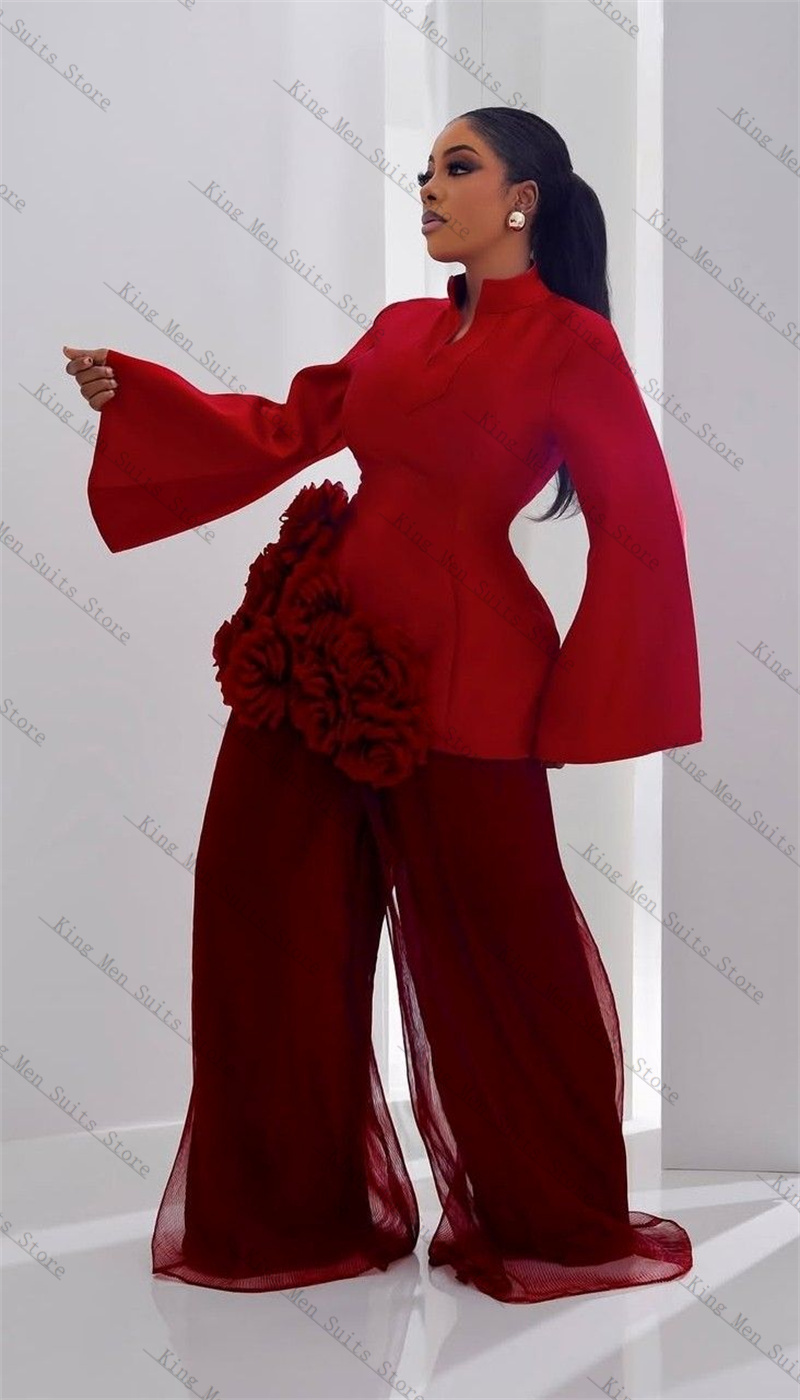 Burgundy Women Suit Set 2 Pcs  - Women Formal Wear Trousers reseña y precio