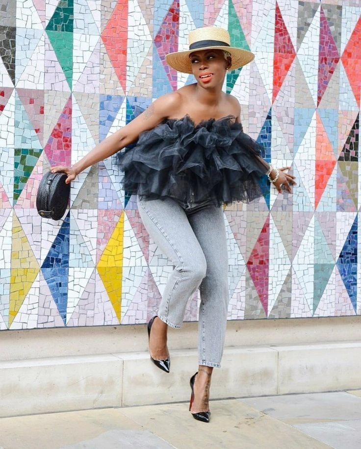 Black Ruffles Tulle Top For Wo - Women Formal Wear Tops reseña y precio