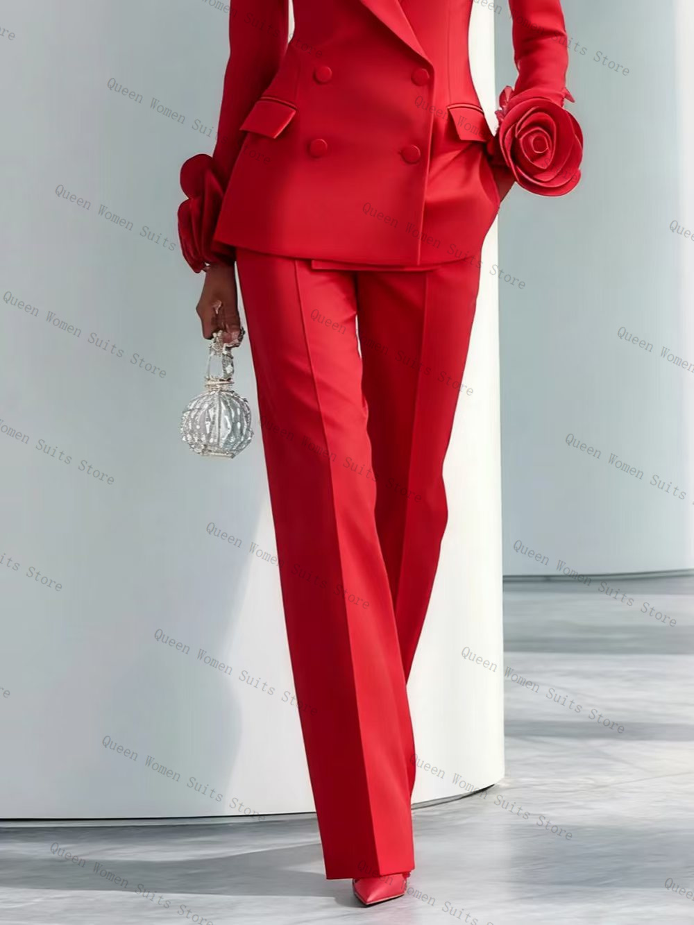 Luxury Red Women Suit Set 2 Pc - Women Formal Wear Trousers reseña y precio