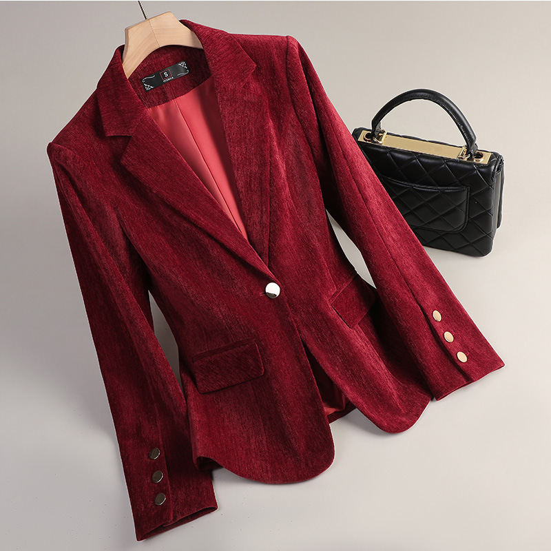 Yellow Gold Velvet Blazer Wome - Women Formal Wear Winter reseña y precio