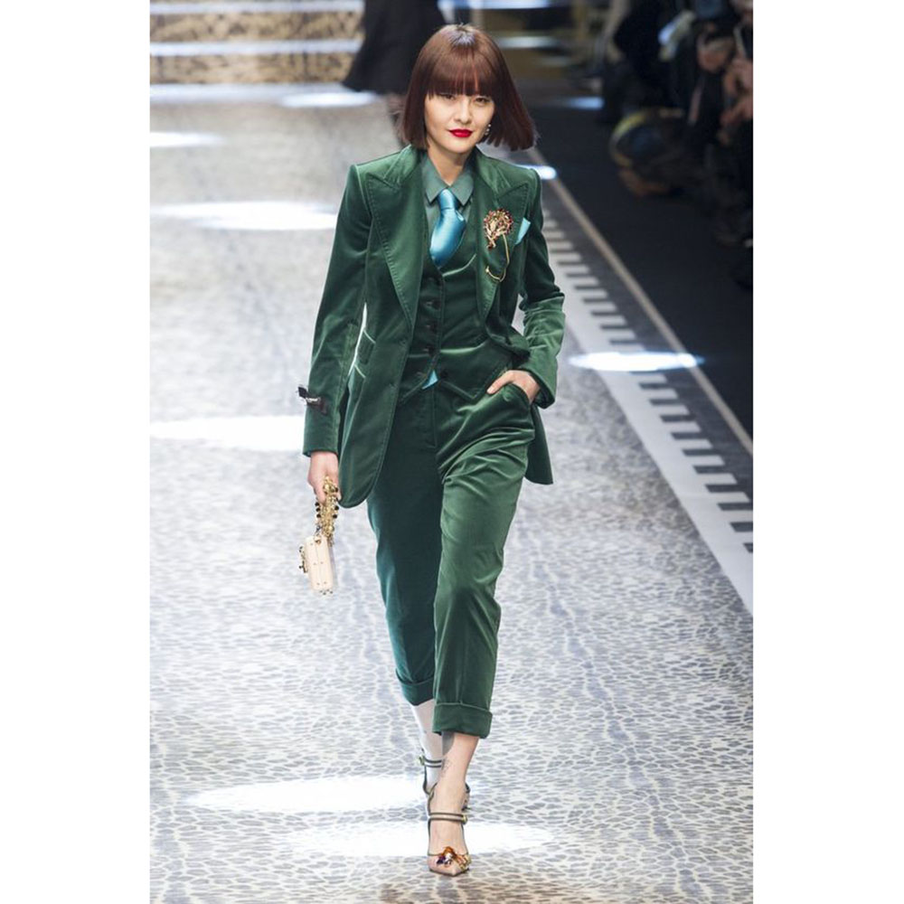 Luxury Green Velvet Winter Clo - Women Formal Wear Trousers reseña y precio