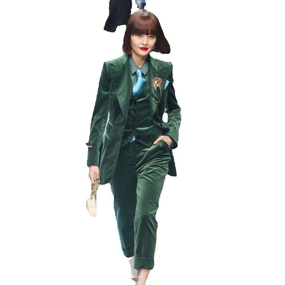 Luxury Green Velvet Winter Clo - Women Formal Wear Trousers reseña y precio