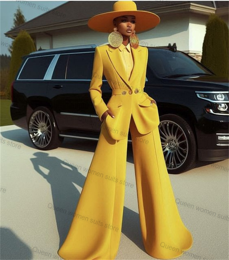 Yellow Cotton Women Suit Set 2 - Yellow Formal Wear Women reseña y precio