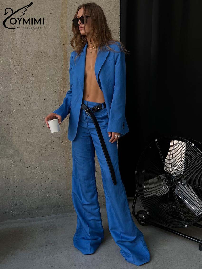 Oymimi Fashion Blue Cotton Set - Women Formal Wear Trousers reseña y precio