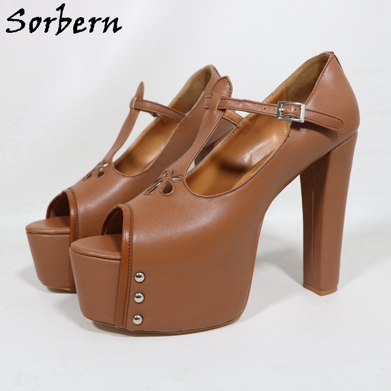 Sorbern Brown Matte Women Pump - Pump Heel Block reseña y precio