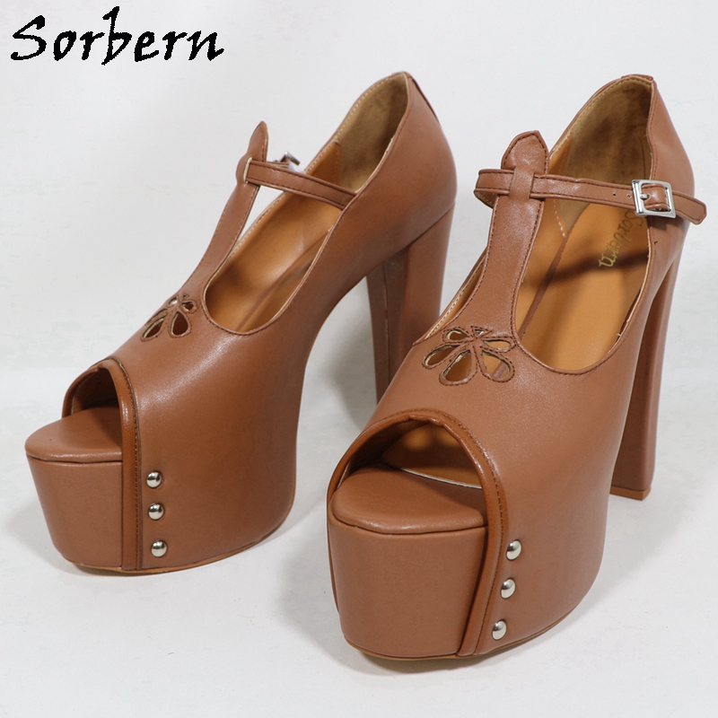 Sorbern Brown Matte Women Pump - Pump Heel Block reseña y precio