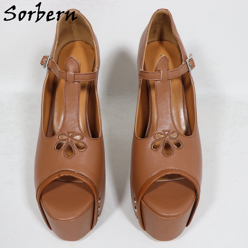 Sorbern Brown Matte Women Pump - Pump Heel Block reseña y precio