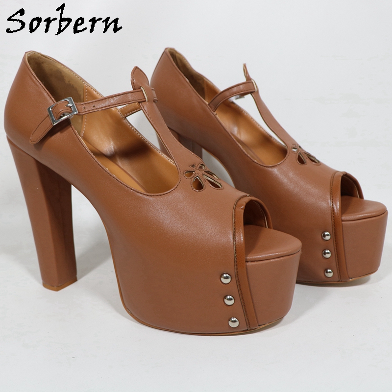 Sorbern Brown Matte Women Pump - Pump Heel Block reseña y precio