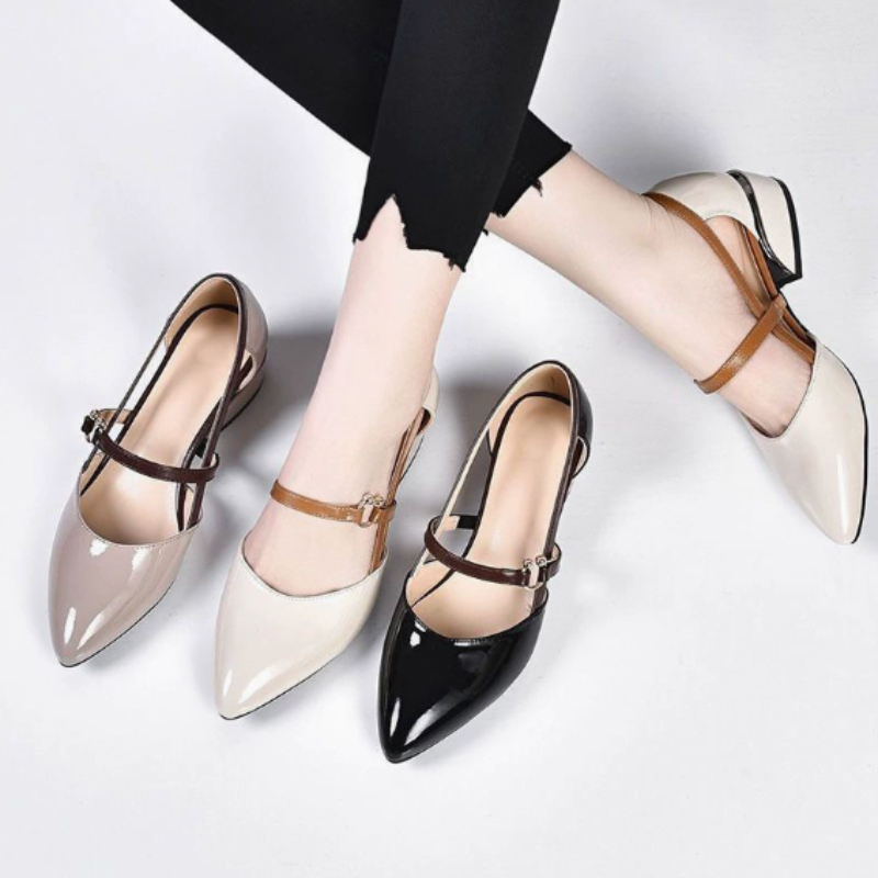 Women Two Tone Slingback Shoes - Pump Heel Block reseña y precio