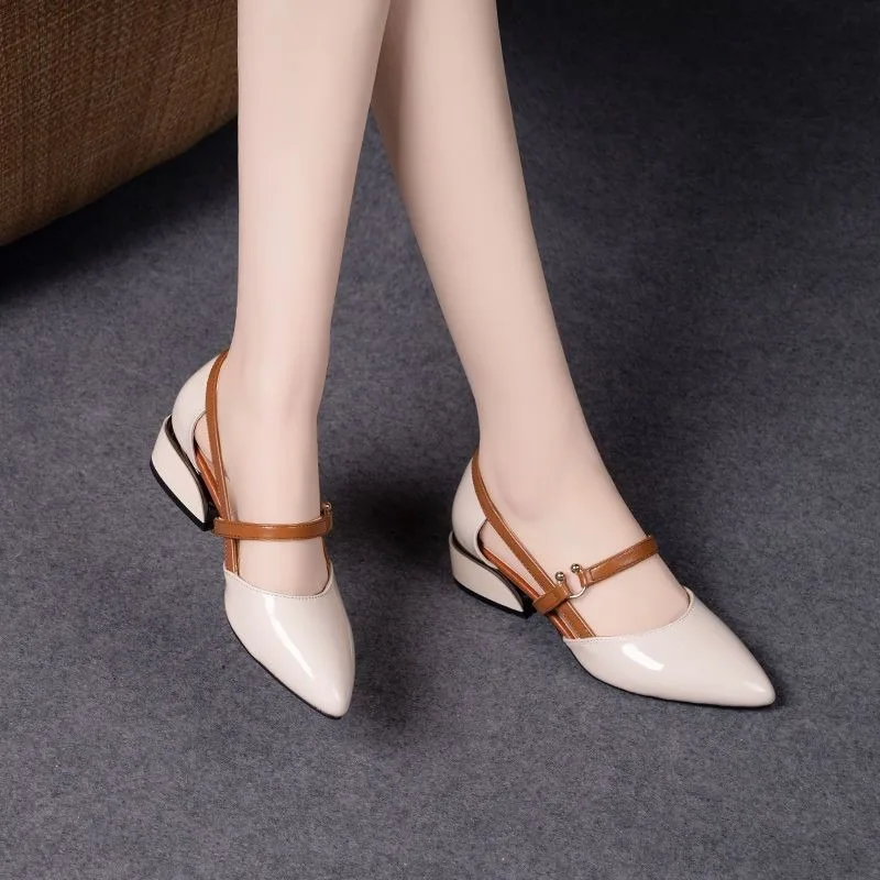 Women Two Tone Slingback Shoes - Pump Heel Block reseña y precio