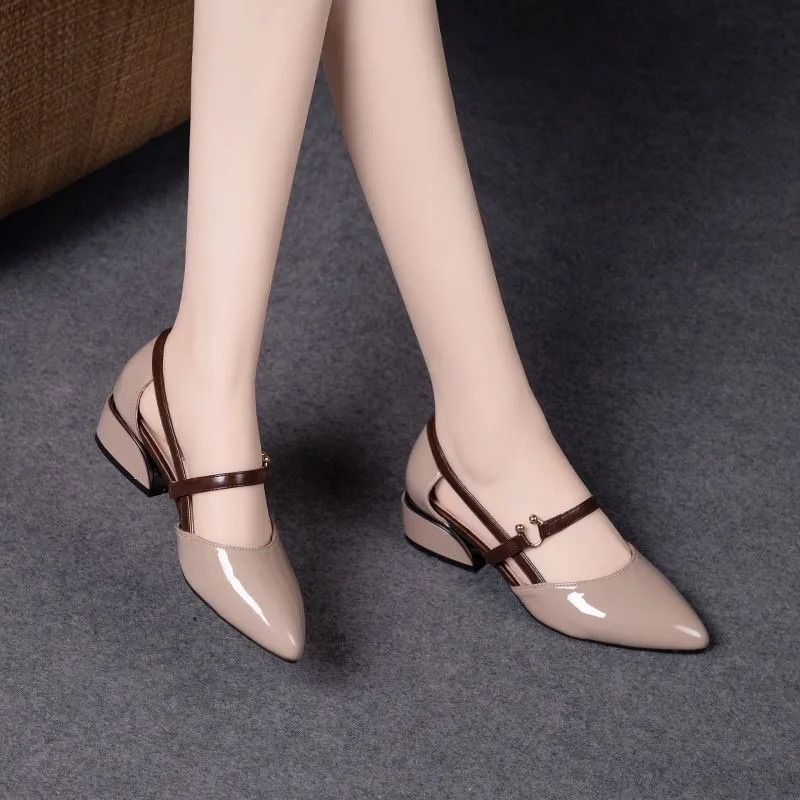Women Two Tone Slingback Shoes - Pump Heel Block reseña y precio