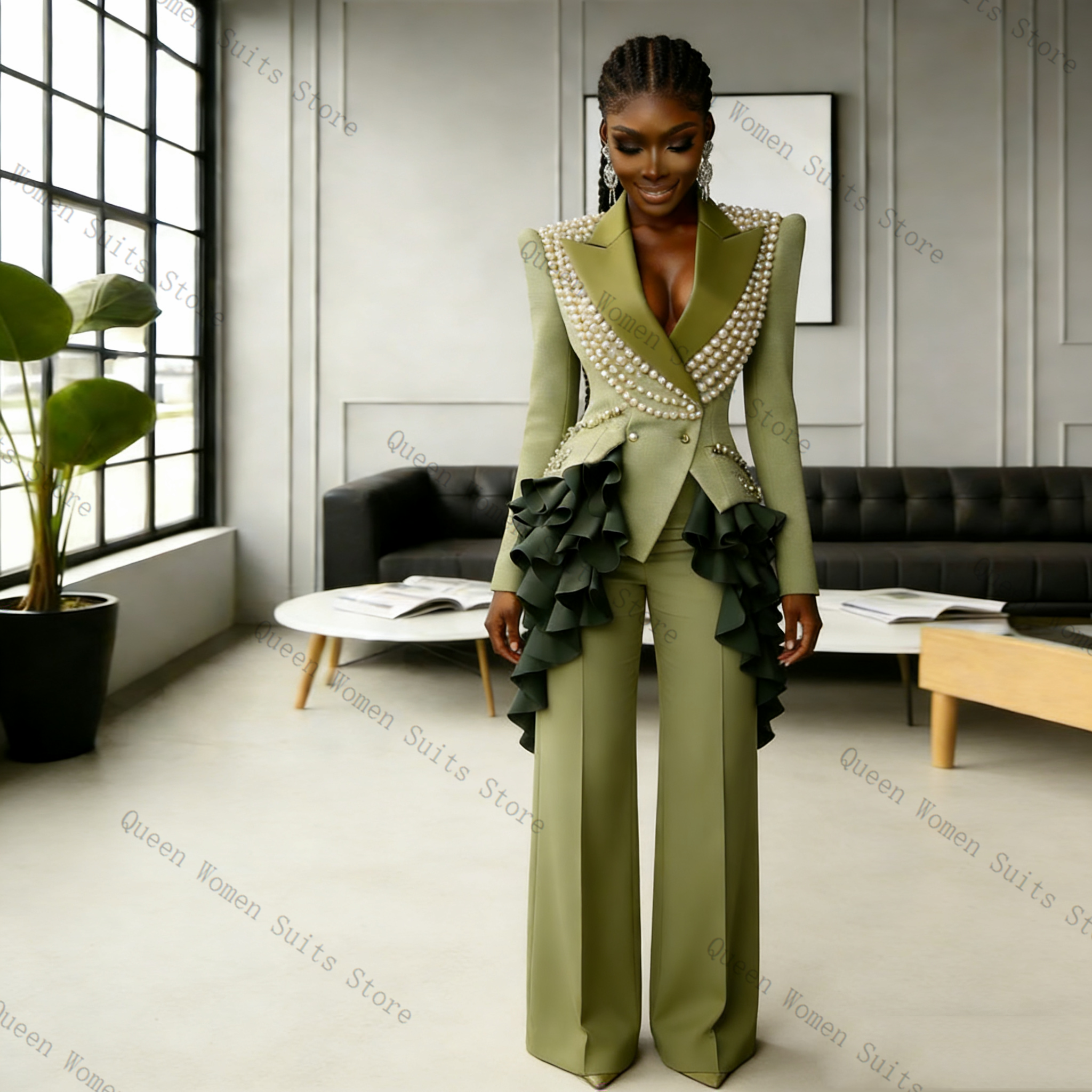 Luxury Pearls Women Suit Pants - Women Formal Wear Trousers reseña y precio